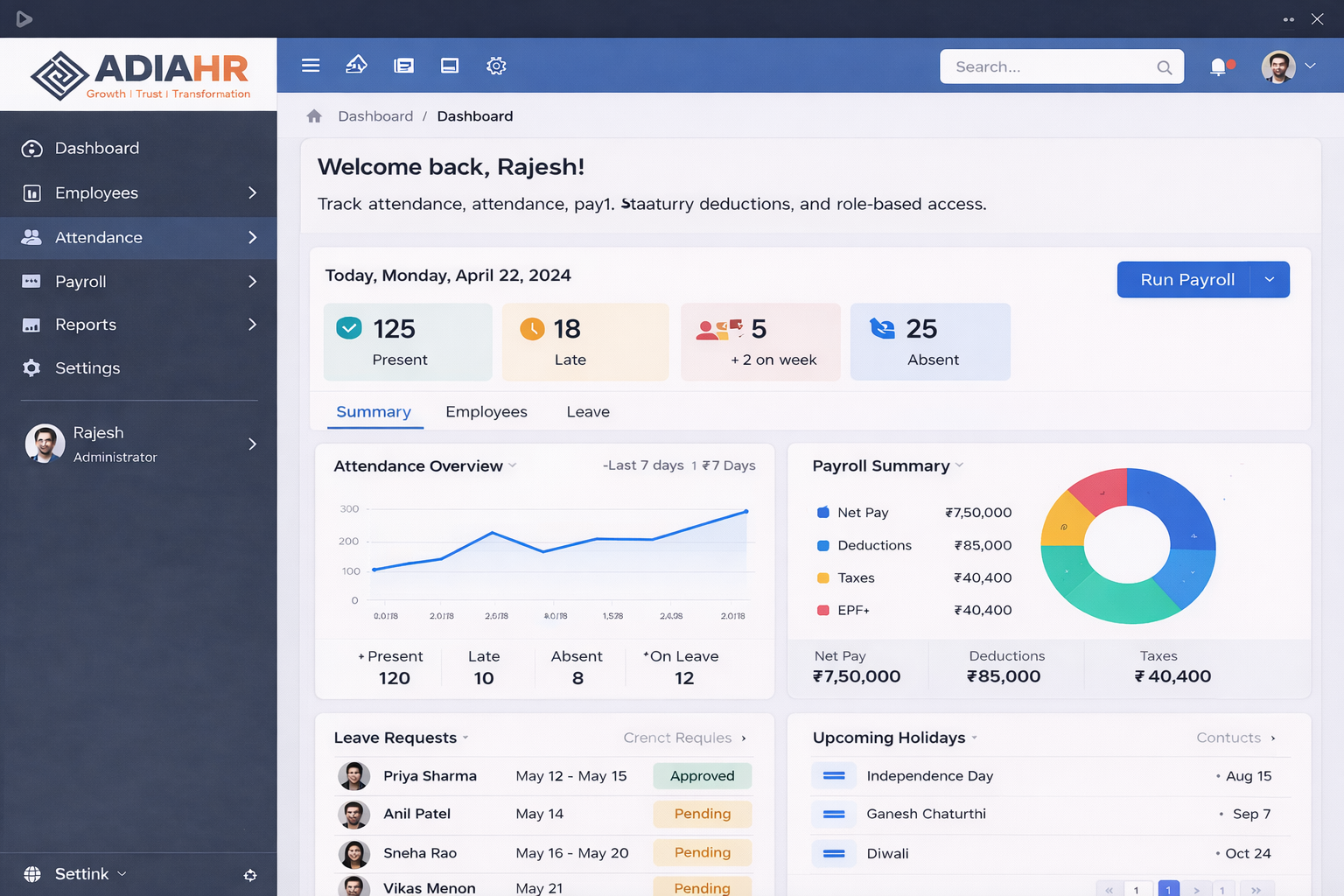 AdiaHR Dashboard